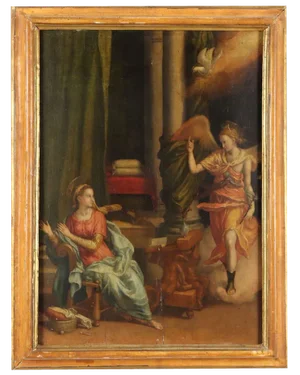 Annunciation, 19th Century, Oil Painting, Framed