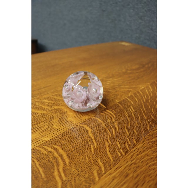 Art Glass Pink Floral Bouquet Paperweight For Sale - Image 4 of 6
