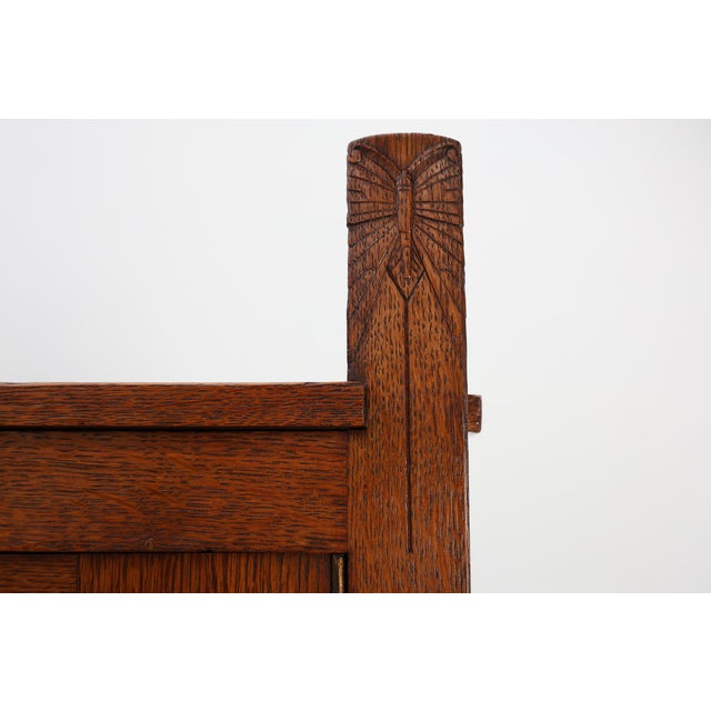 Wood Antique Dutch Jugendstil Oak Cabinet with Open Shelf Section, 1890s For Sale - Image 7 of 17