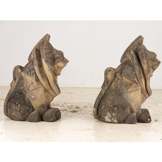Sculpture Materials Pair Art Deco Concrete Lions Garden Ornaments, England 1930s For Sale - Image 7 of 12