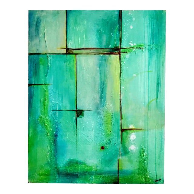 "Terrain" Abstract Textured Mixed Media Painting on Board, Signed For Sale