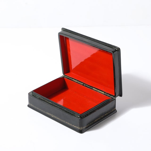 Early 20th Century Hand-Painted Russian Box of Tsar Nicholas II With Vermillion Red Interior For Sale - Image 5 of 13