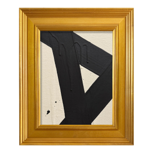 Ron Giusti Mini Abstract Cream Black Acrylic Painting