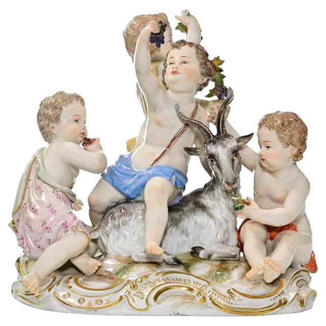 Meissen, Allegory of Autumn Porcelain Sculpture with Gold Accents, Porcelain For Sale - Image 6 of 6