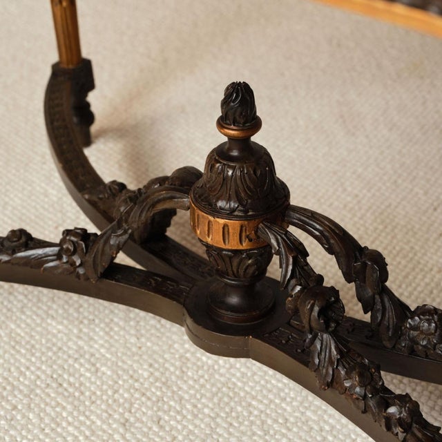 19th Century French Dark Wood Base & Marble Top Table For Sale - Image 9 of 12