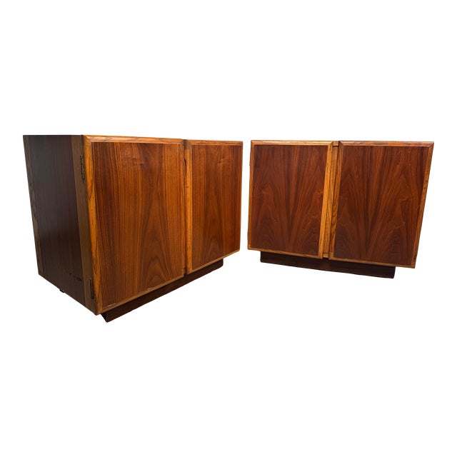 Mid 20th Century Vintage Walnut Cabinet Nightstands by Lane - a Pair For Sale