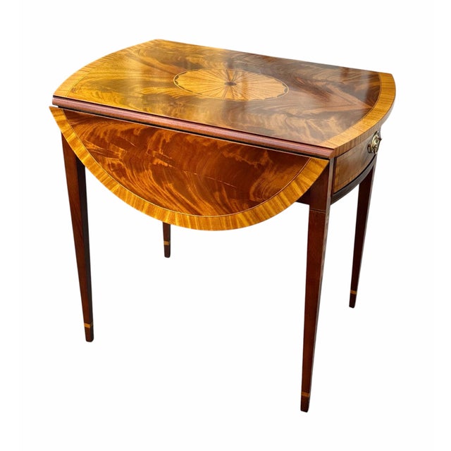 Late 20th Century Pair of Federal Style Mahogany Inlaid Pembroke Tables by Councill Craftsman For Sale In Boston - Image 6 of 12