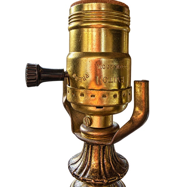 Neoclassical Late 20th Century Neoclassical Gilt Brass Putti Cherub & Marble Column Table Lamp For Sale - Image 3 of 6