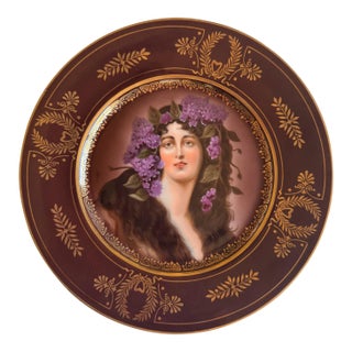 Antique Royal Vienna Gilt Porcelain Portrait Plate C1900-1920 For Sale