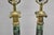 Traditional Vintage French Empire Style Green Painted Porcelain Column Table Lamps - A Pair For Sale - Image 3 of 12