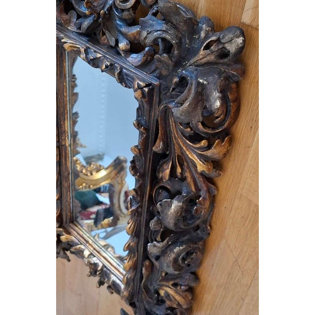 Baroque Antique Hand-Carved Wooden Mirror, 1800s For Sale - Image 3 of 11