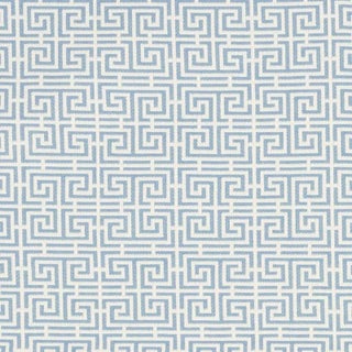 Sample - Schumacher Chinois Fret Fabric in Sky / Ivory For Sale