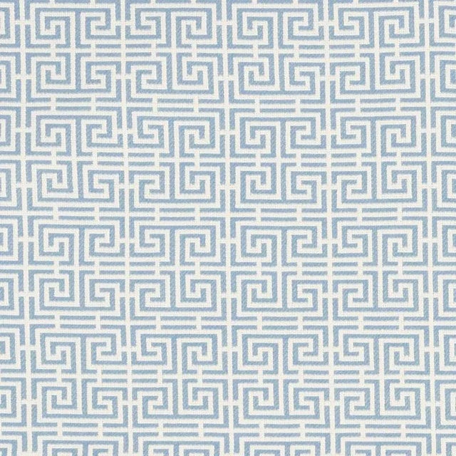 Sample - Schumacher Chinois Fret Fabric in Sky / Ivory For Sale