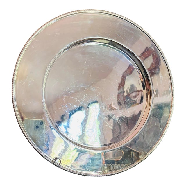 Rare Antique Hardy Bros. Sydney and Brisbane- Made in England- Sterling Silver 12” Round Beaded Tray For Sale