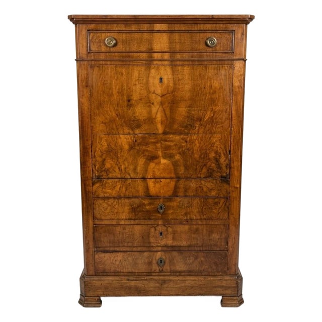 Mid 19th Century Swiss Charles X Walnut Secretaire For Sale