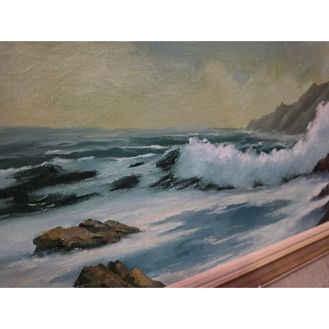 1950s Robert Wee Signed Large Seascape Oil Painting 41x27 “ For Sale - Image 9 of 9