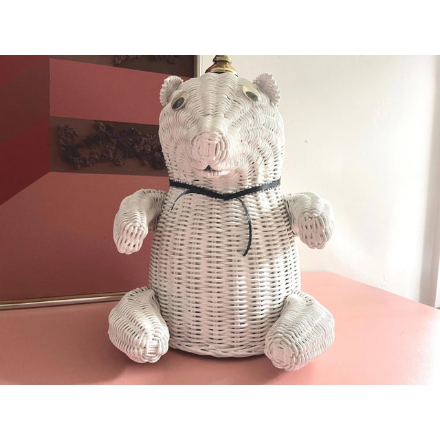 1970s Wicker Teddy Bear Lamp & Shade For Sale - Image 6 of 18