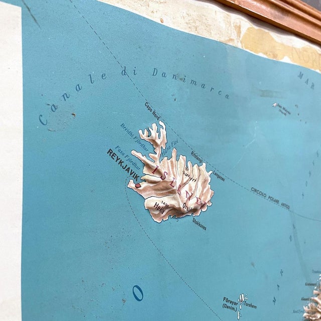 1940s Modern Italian Topographic Geographical Map in Wood Frame of Europe, 1950s-1990s For Sale - Image 5 of 16