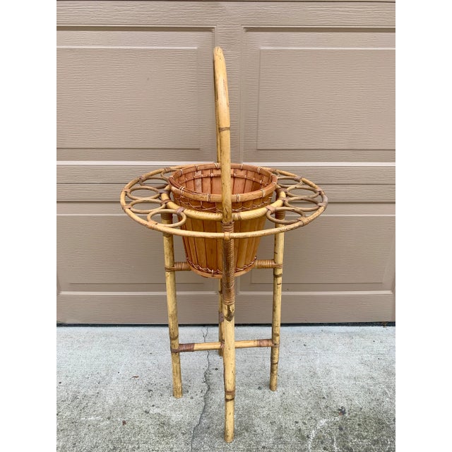 Mid-Century Rattan and Bamboo Champagne Butler Stand For Sale - Image 10 of 13