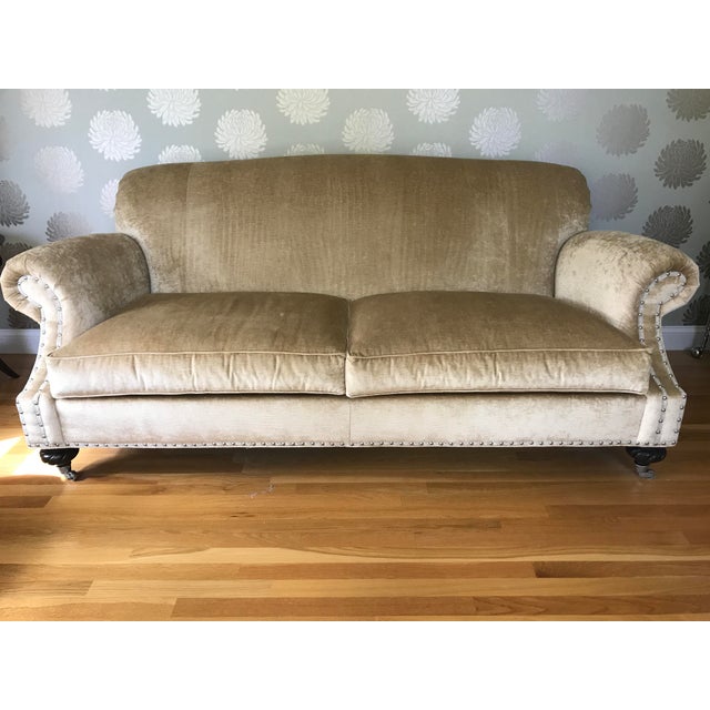 Ethan Allen Beige Velvet Sofa Chairish