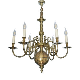 Large Vintage Ormolu Brass Chandelier, 1970 For Sale