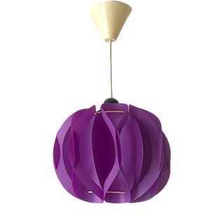 Mid-Century Modern Violet Lilac Acrylic Hanging Lamp attributed to Bonita, 1970s For Sale