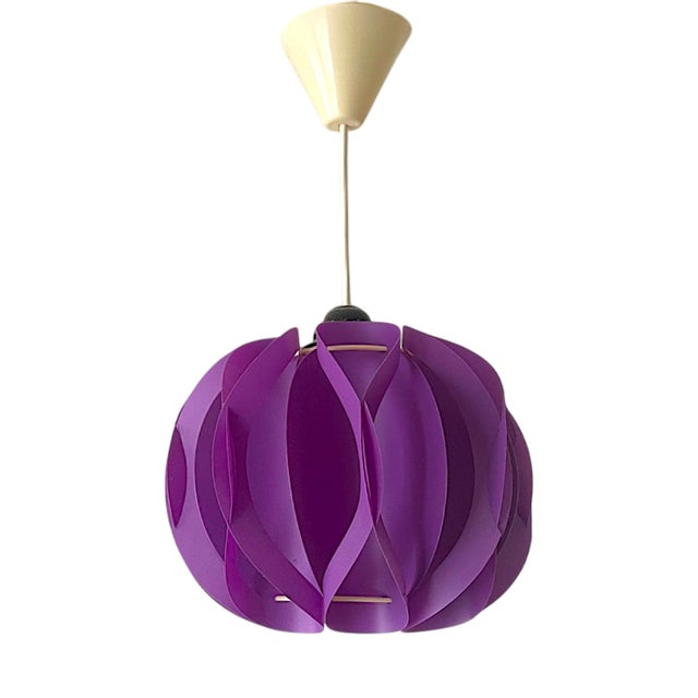 Mid-Century Modern Violet Lilac Acrylic Hanging Lamp attributed to Bonita, 1970s For Sale