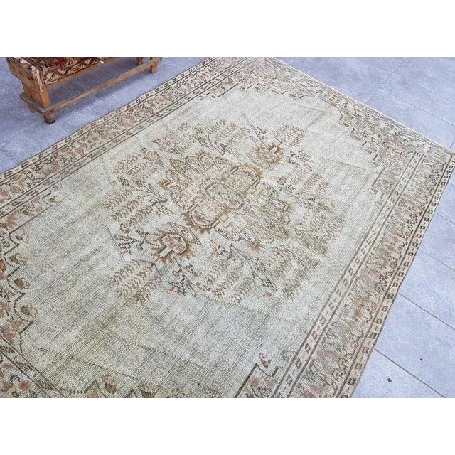 Textile 1960s Anatolian Vintage Beige Rug For Sale - Image 7 of 8