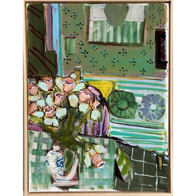 Wood "Daffodils" an Original Framed Painting by Shann Spishak For Sale - Image 7 of 7