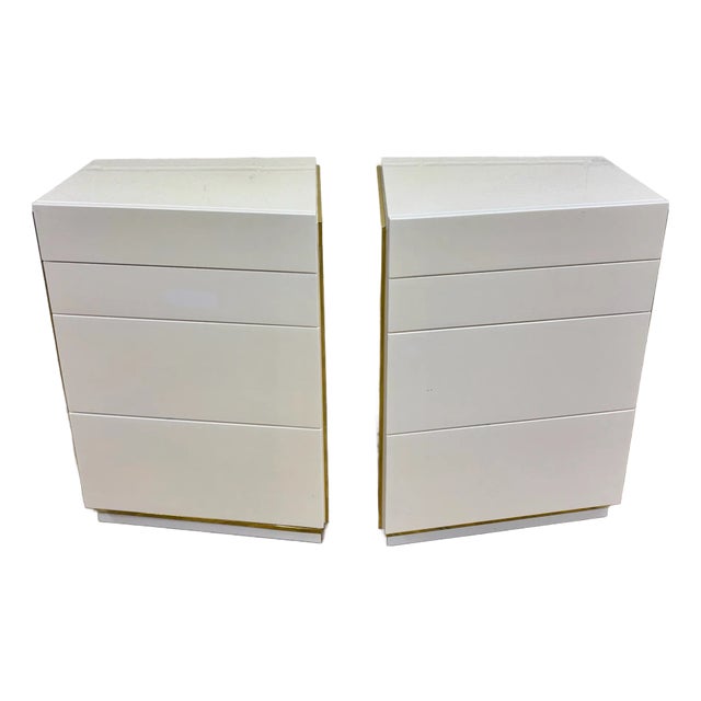 Vintage 1980s Bridgeford via Veneto Ivory Lacquered Nightstands - Pair For Sale