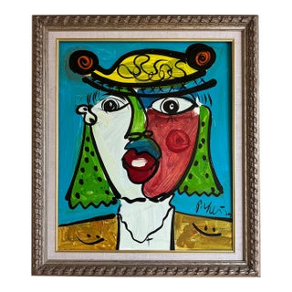 1974 Picasso Style Painting by Peter Keil, Framed For Sale