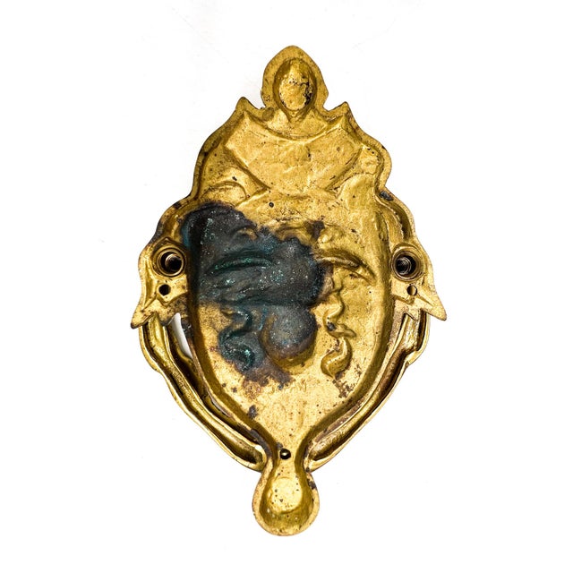 Vintage Cast Brass Medusa Door Knocker – Neoclassical / Grand Tour / Hollywood Regency For Sale - Image 9 of 10
