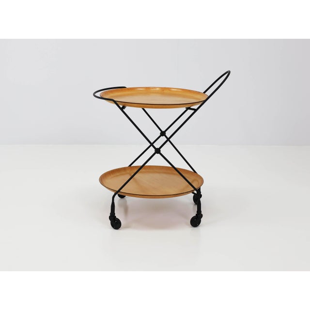 Foldable Serving Table with Detachable Trays by Paul Nagel for Jie Gantofta, Sweden, 1960 For Sale - Image 11 of 11