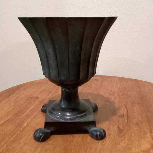 Bronze Mid 20th Century Vintage Bronze Brass Footed Urn Planter For Sale - Image 8 of 13