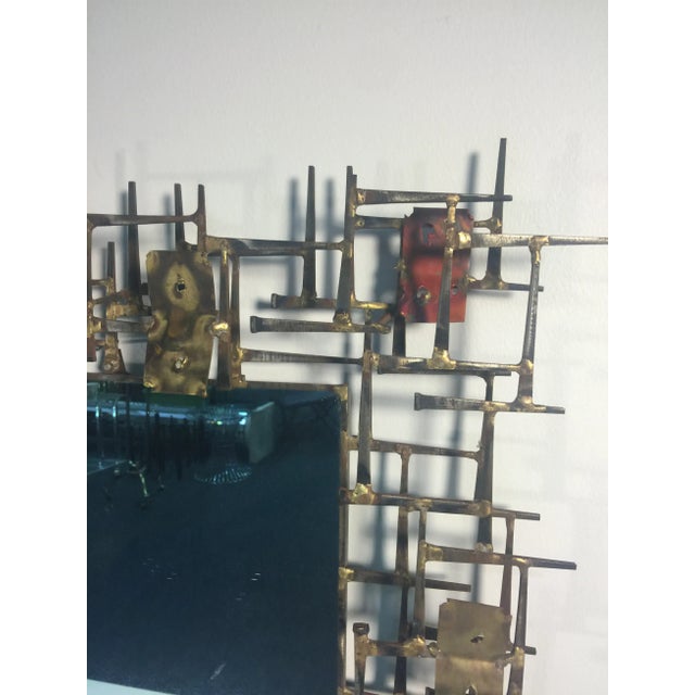 Silas Seandel Brutalist Nail & Metal Mirror in the Manner of Silas Seandel For Sale - Image 4 of 8
