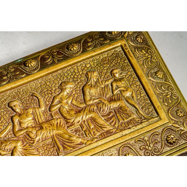 Brass Figural Relief Neoclassical Heavy Metal Keepsake Antique Box Jewelry Casket Grand Tour Decor Style Home Decor For Sale - Image 8 of 14