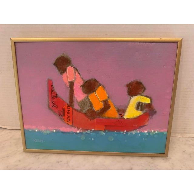 Whimsical Oil on Canvas Titled "Water Taxi" For Sale - Image 9 of 9