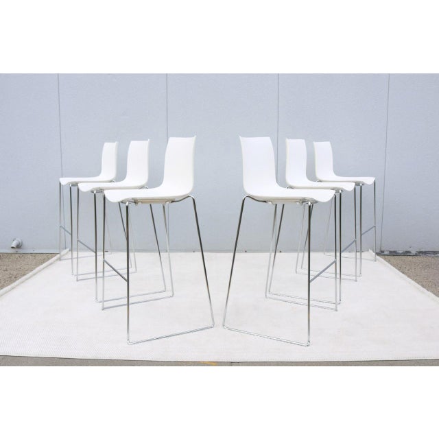 Lievore Altherr Molina for Arper Stackable Catifa Bar Stools, Set of Six, Italy For Sale - Image 10 of 18
