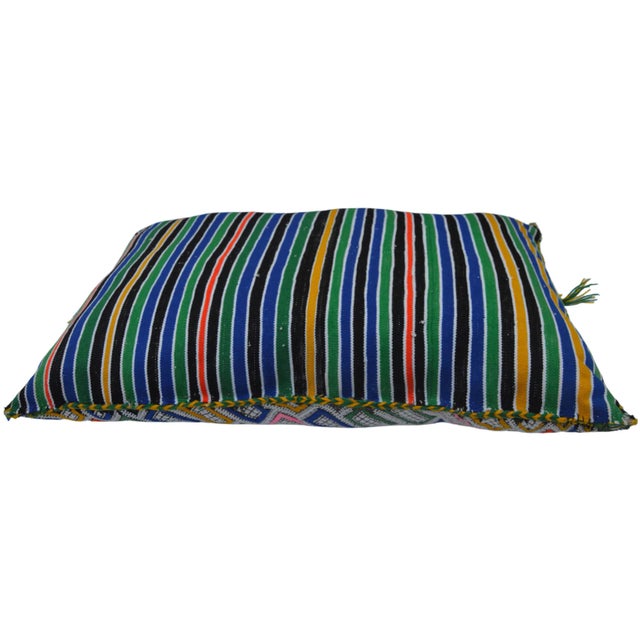 Green Berber-Patterned Colorful Pillow For Sale - Image 8 of 9