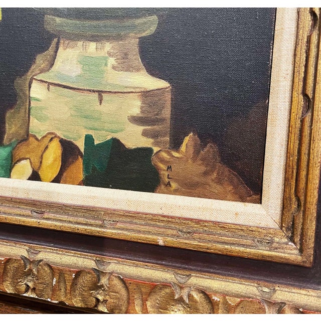 Mid-Century Oil on Canvas Painting in Gilt Frame Signed Mla After Leon Bonnat For Sale - Image 4 of 10