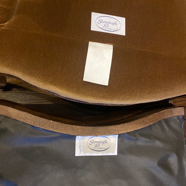 French Stoneleigh Ltd. Traditional Mohair and Fabric French Upholstered Custom Lounge Chair With Matching Ottoman For Sale - Image 3 of 8