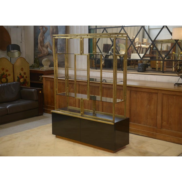 1970s Brass, Lacquered Wood and Smoked Glass Shelf from Kim Moltzer, 1970s For Sale - Image 5 of 13