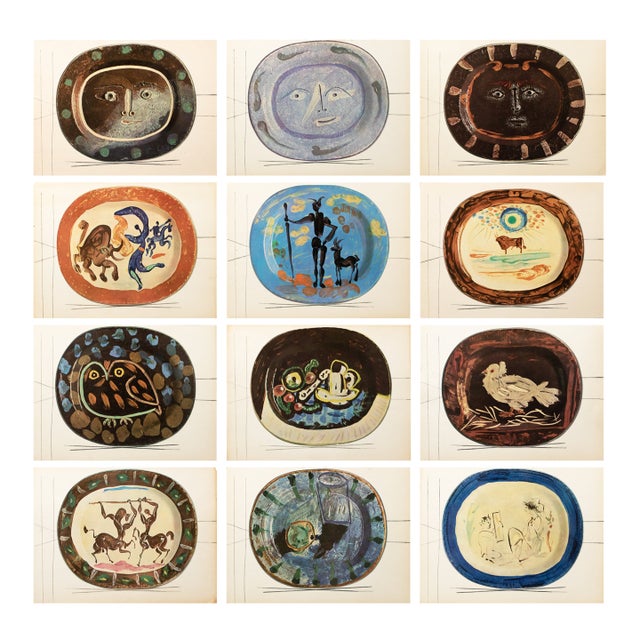 1955 Set of 12 Prints of Picasso's Ceramic Platters For Sale
