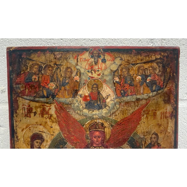 Religious Antique 1800's Russian Orthodox Icon Sophia, the Holy Wisdom of God Oil Painting For Sale - Image 3 of 15