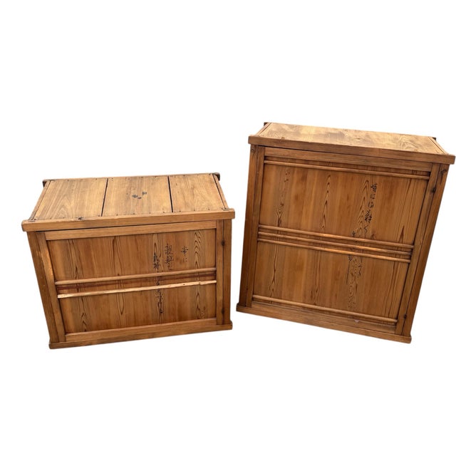 Vintage Two-Piece Japanese Cedar Tansu Cabinet For Sale In Los Angeles - Image 6 of 10