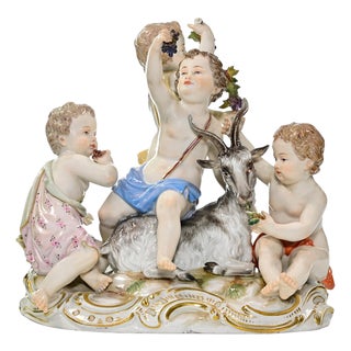 Meissen, Allegory of Autumn Porcelain Sculpture with Gold Accents, Porcelain For Sale
