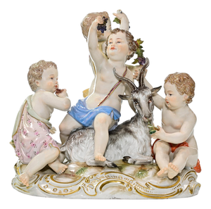 Meissen, Allegory of Autumn Porcelain Sculpture with Gold Accents, Porcelain