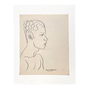 A Handsome Mid-Century Modern Portrait of a Black Male Model in Profile by Noted Chicago Artist, Harold Haydon
