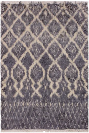 1990s Bauhaus Modern Moroccan Gray Wool Rug - 6′ × 9′2″