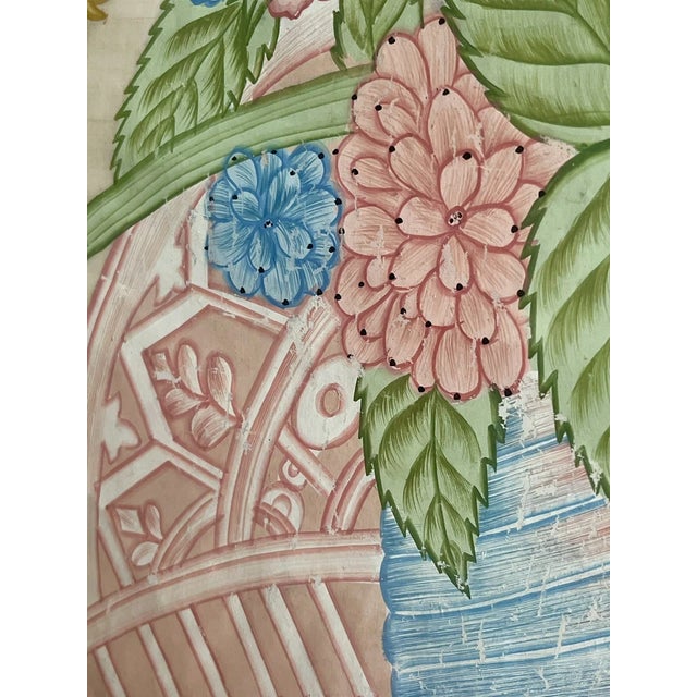 1930s 1930s Exceptional Oversized Vintage Chinoiserie Floral Still Life Painting on Silk For Sale - Image 5 of 7